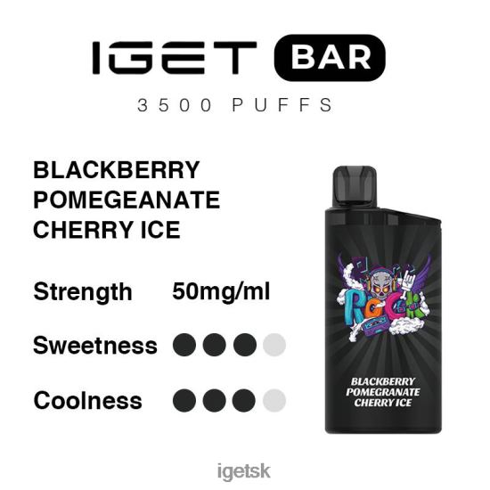 IGET Vape Sale - bar 3500 ťahov LR6L68285 ostružina granátové jablko čerešňová ľad